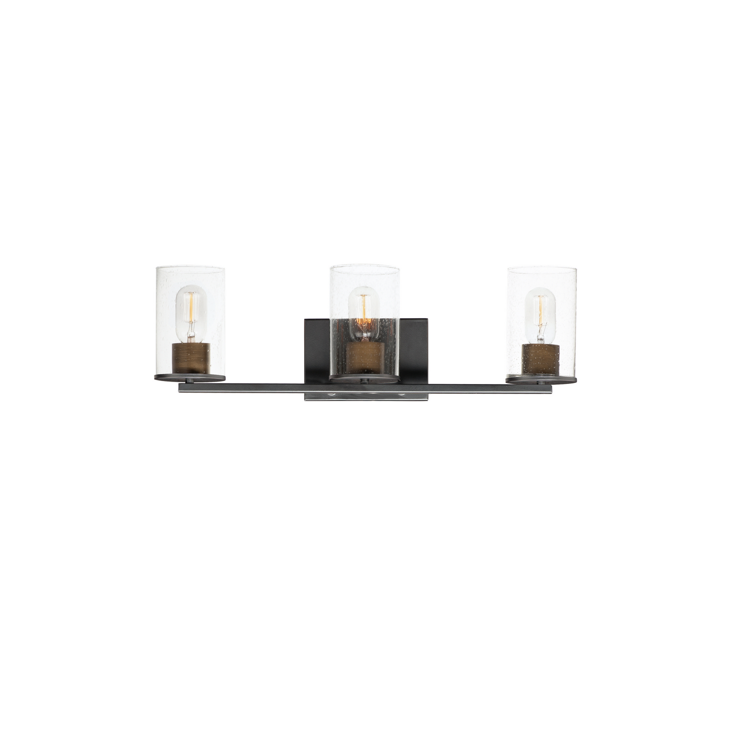 Antique Brass Black Three Light Bath Vanity from the Sleek Collection