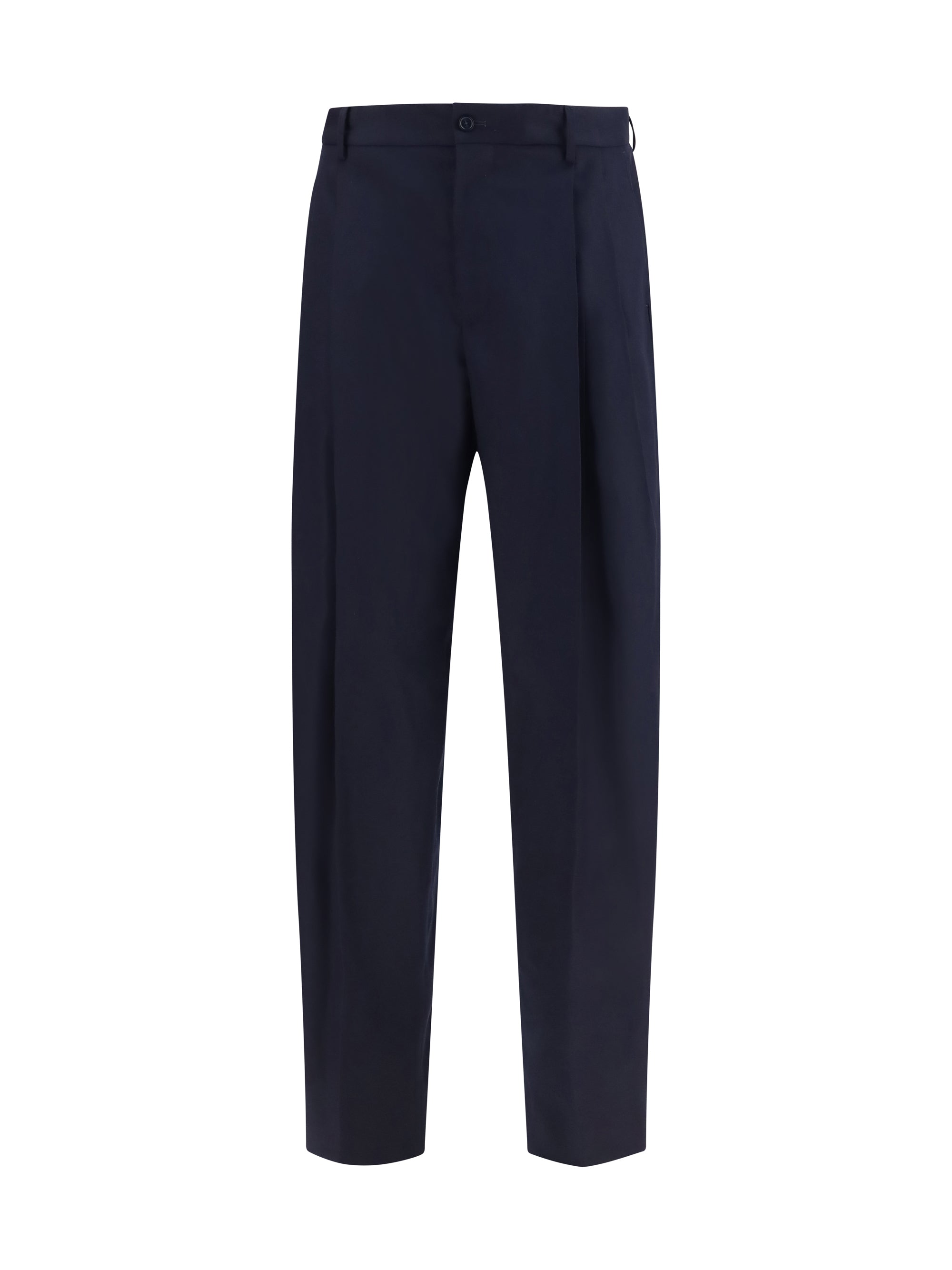Merino Wool Flannel Trousers — Navy