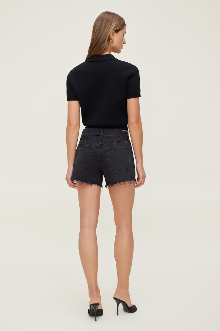 James Relaxed Mid Rise Jean Shorts - Black - Women Clothing