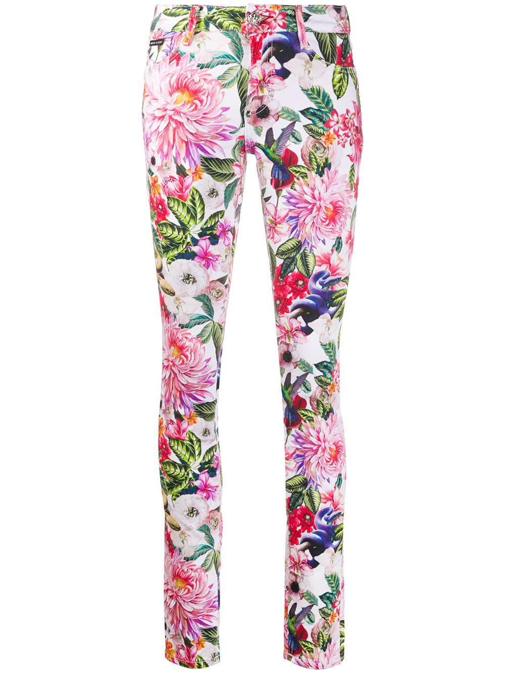 Floral-print skinny jeans - Pink