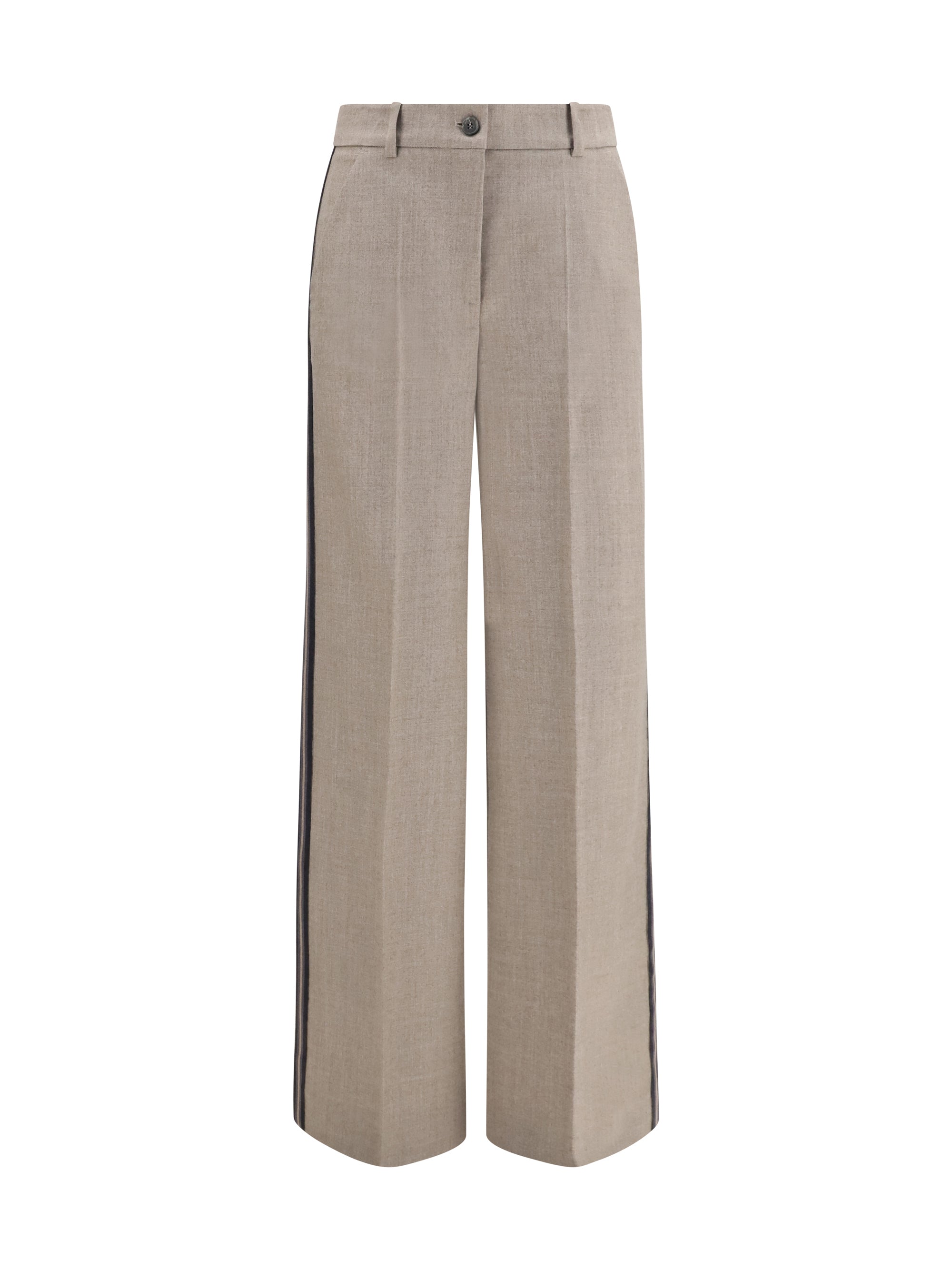 Virgin Wool Wide-Leg Trousers — Gray