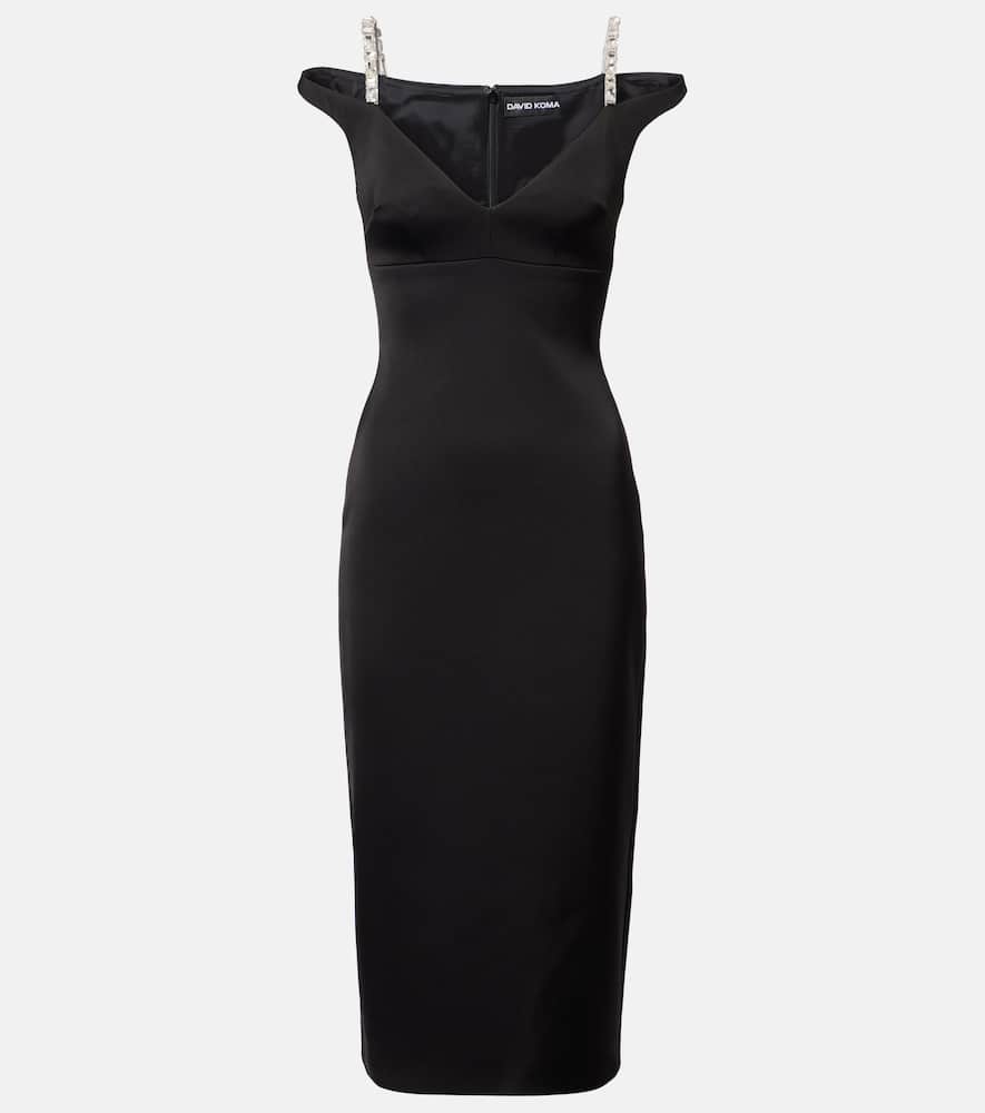 Crystal-embellished satin midi dress