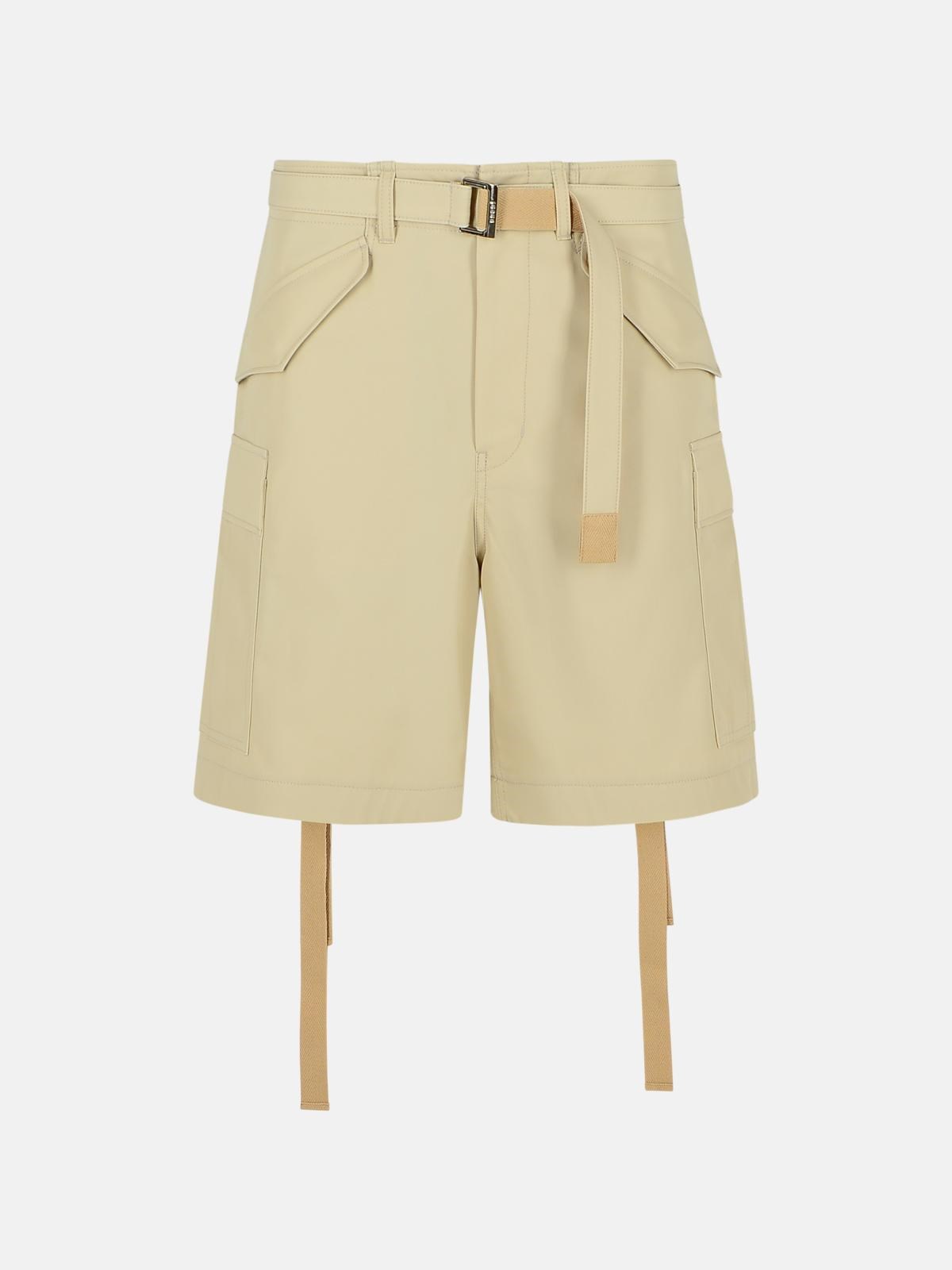 Beige Cotton Bermuda Shorts