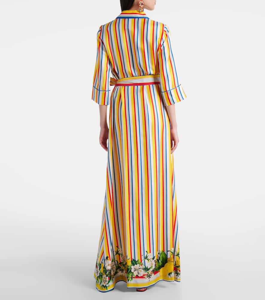 Belted striped silk shirt dress