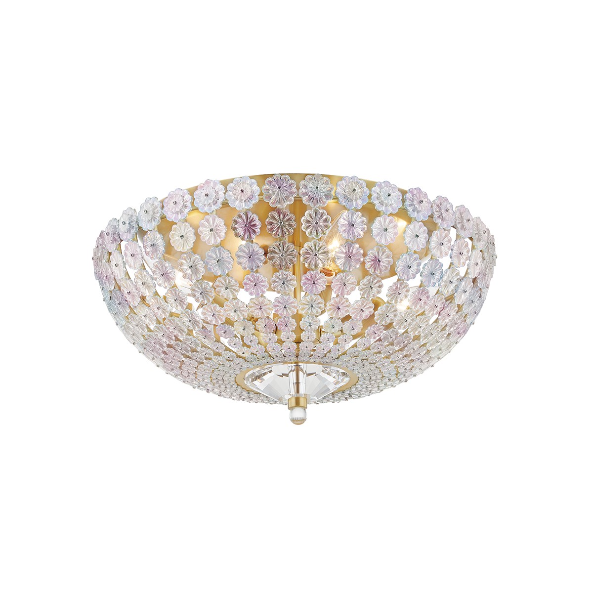 Aged Brass Four Light Flush Mount from the Floral Park Collection
