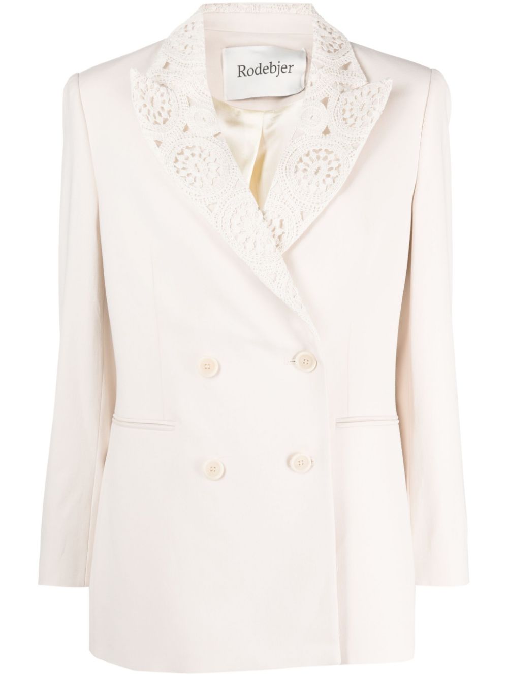 Double-breasted crochet blazer - Neutrals