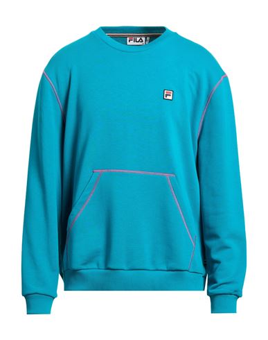 Man Sweatshirt Turquoise Size L Cotton, Polyester