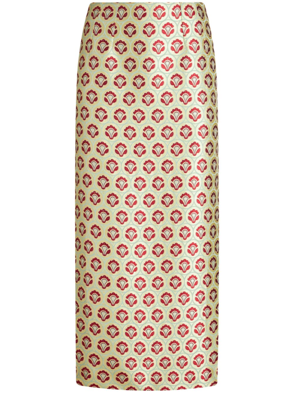 Floral-jacquard pencil skirt - Green