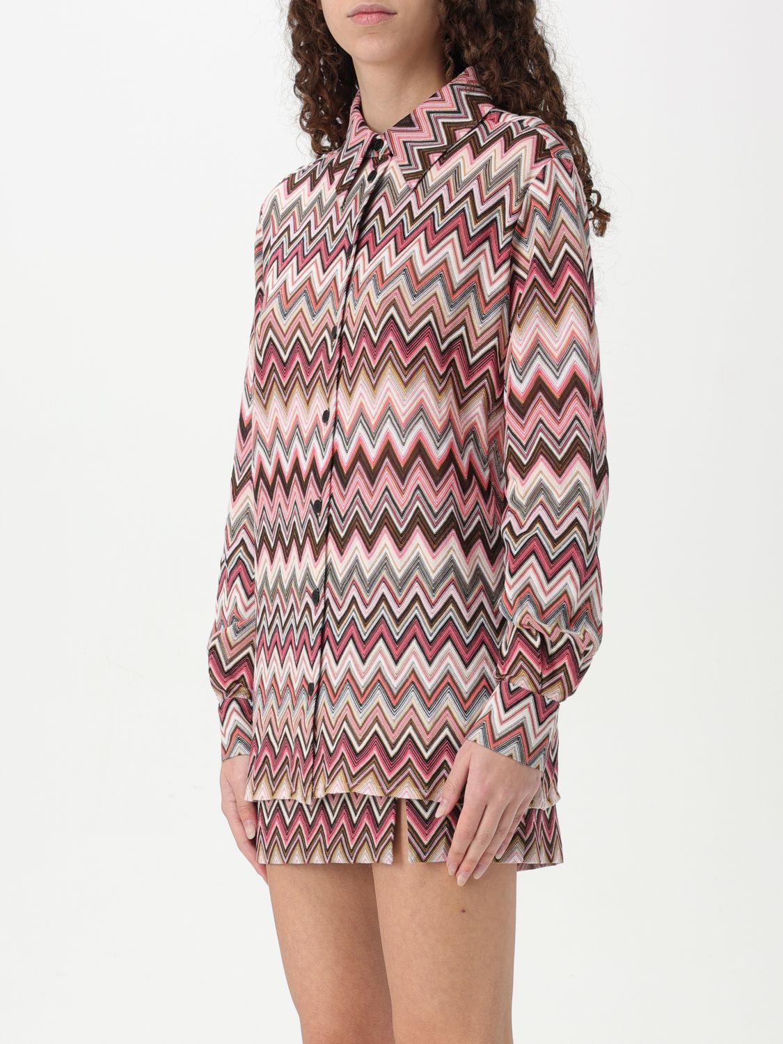 Zigzag-woven shirt - Pink