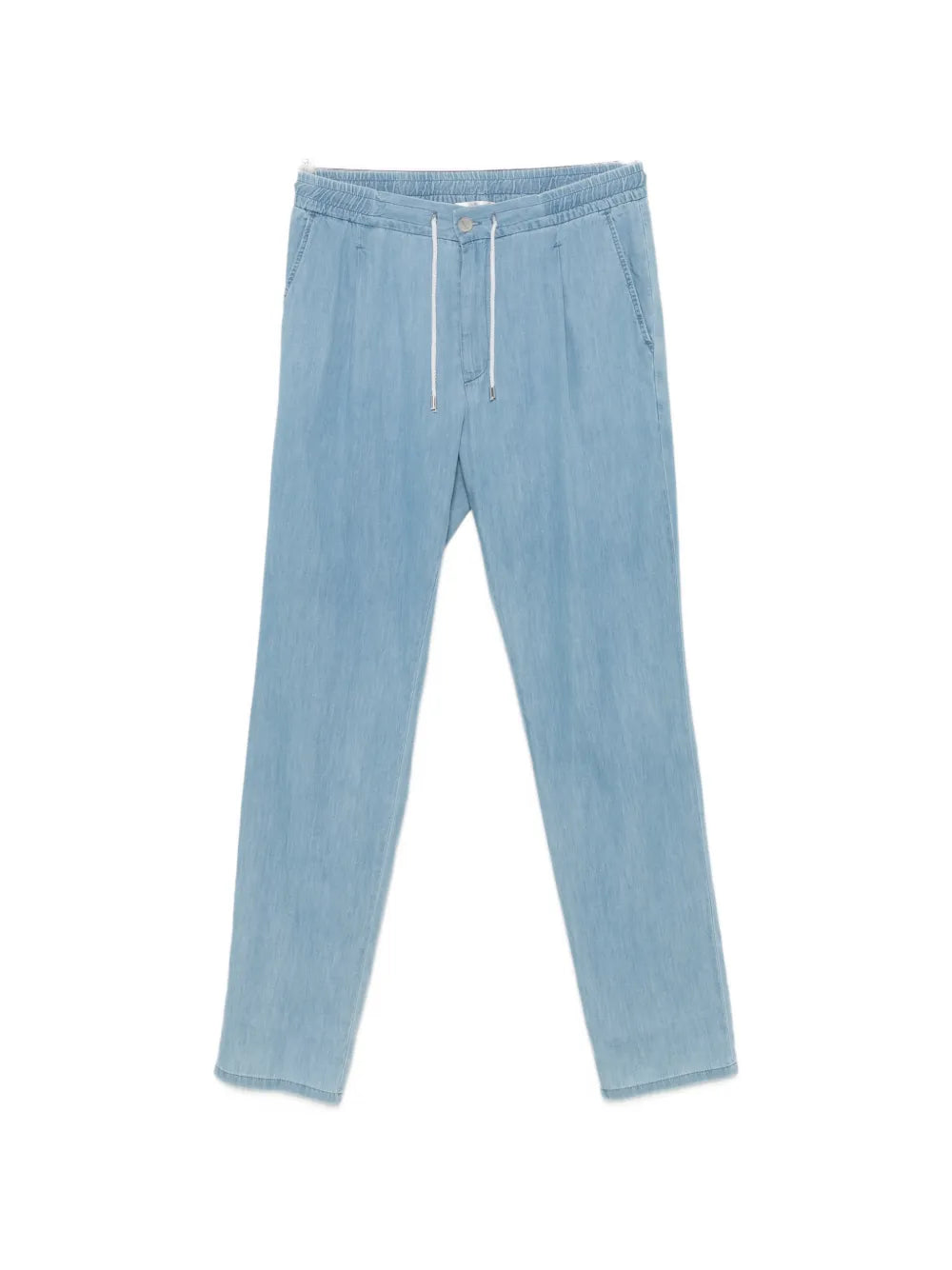 Drawstring-Waist Pleated Trousers — Blue