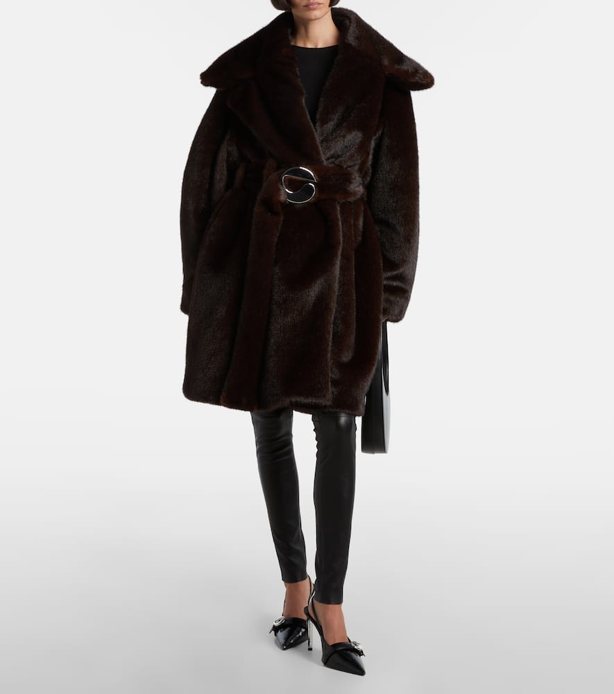 Logo belted coat