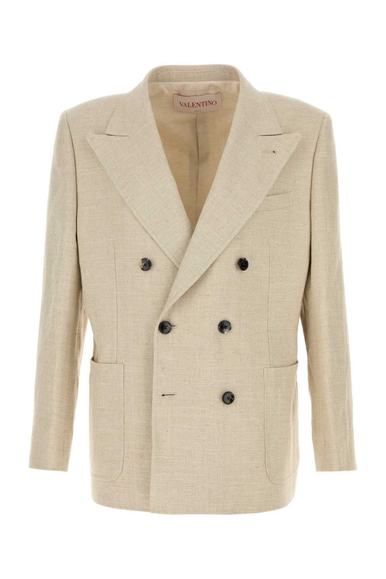 Beige Linen Blend Blazer