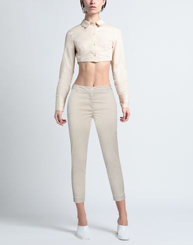 Woman Pants Beige Size 12 Cotton, Elastane