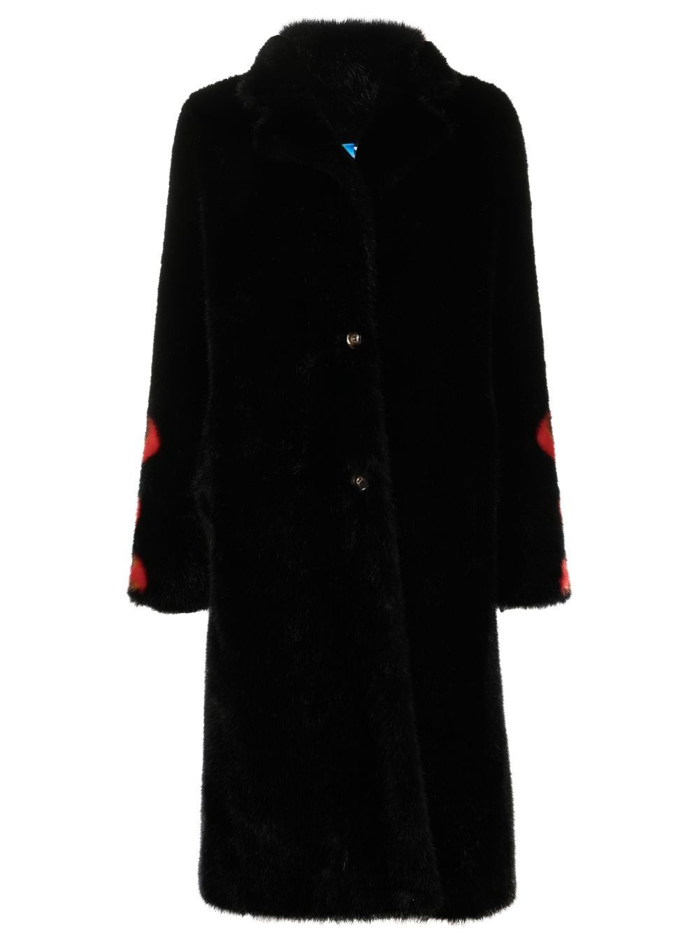 Monster-print faux-fur coat - Black