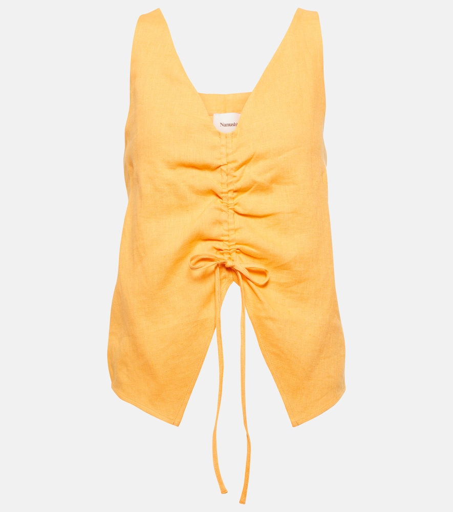 Nanushka Ruched linen top