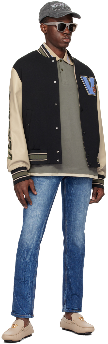 Versace Jeans Couture Khaki Intarsia Polo