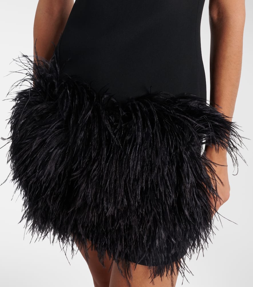 Feather-trimmed minidress
