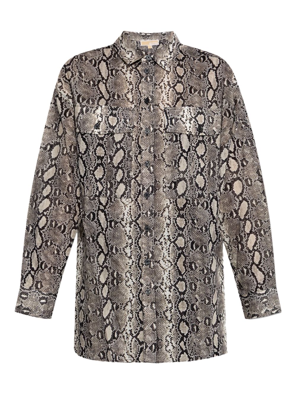 Snakeskin-print pocket shirt - Brown