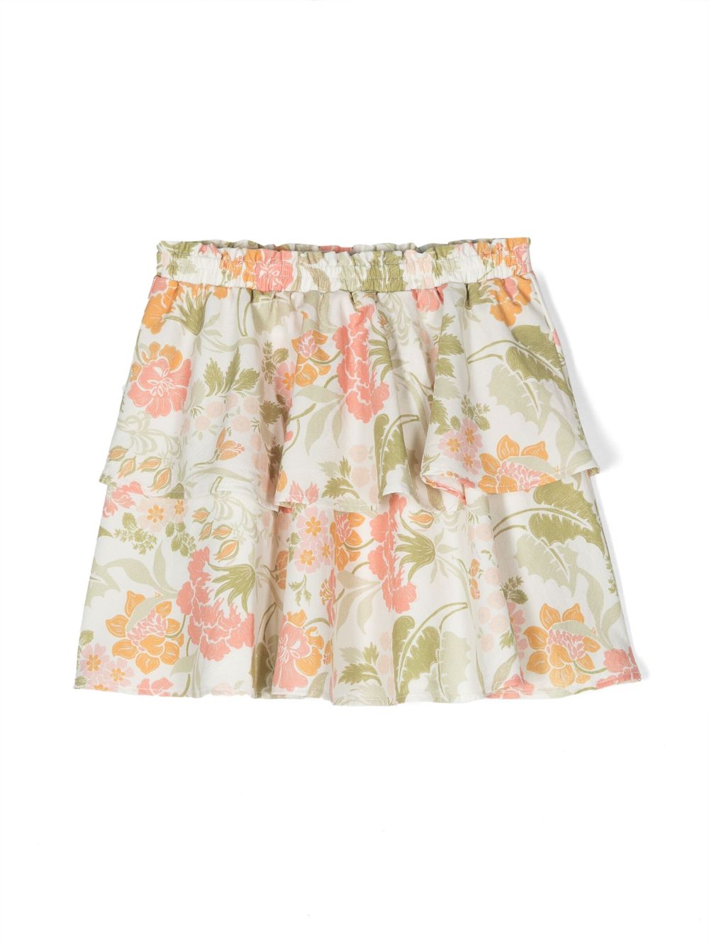 Floral-print layered skirt - Neutrals