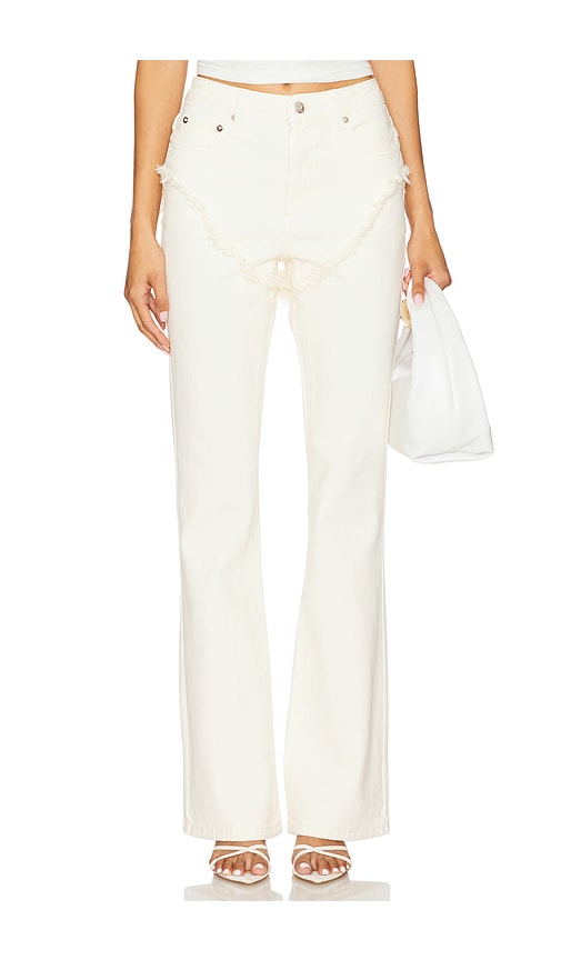 SER.O.YA Dahlia Frayed Bootcut Jeans en Cream.  31. Also en 24, 25, 26, 27, 28