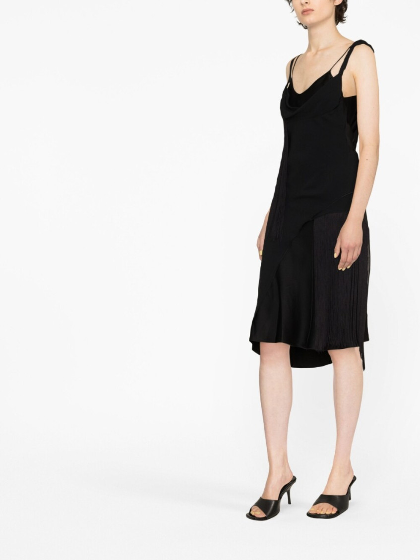 - Asymmetric Fringe Mini Dress