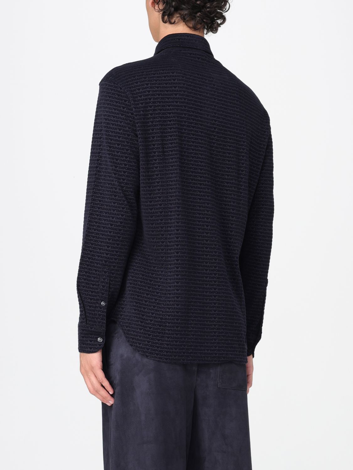 Emporio Armani flocked-logo shirt - Blue