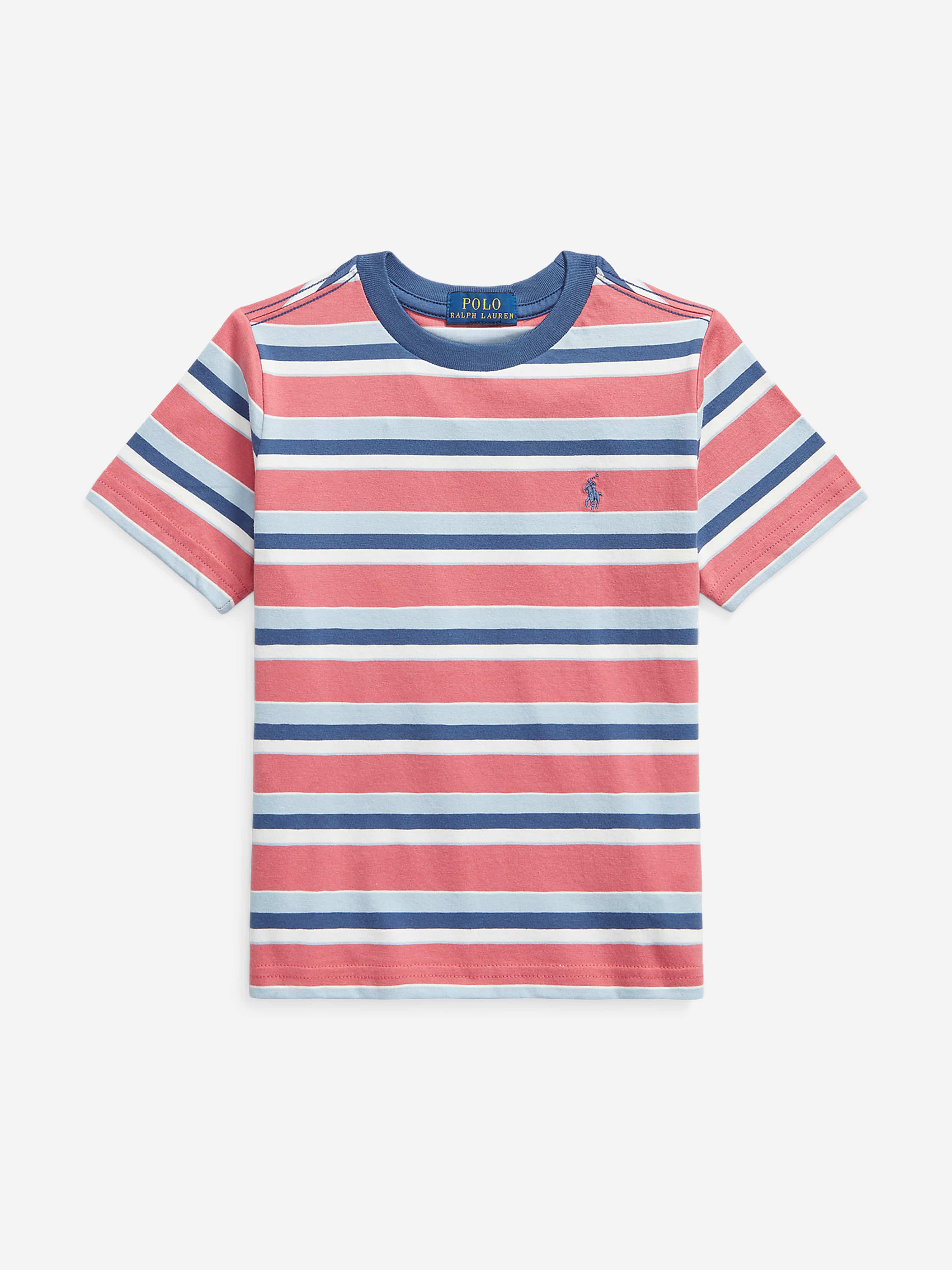Boys Striped Logo T-Shirt in Pink 10 - 12 Years By Childsplay Clothing