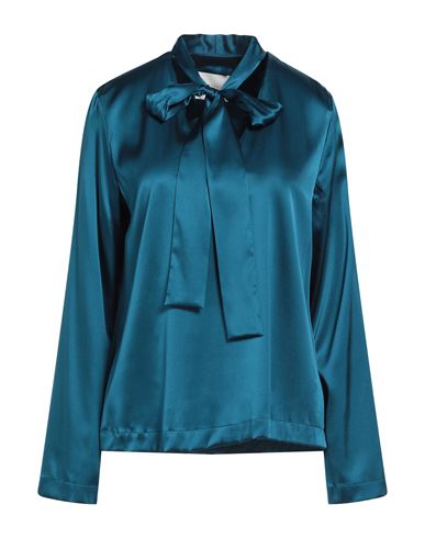 Woman Top Deep teal Size 6 Silk, Elastane