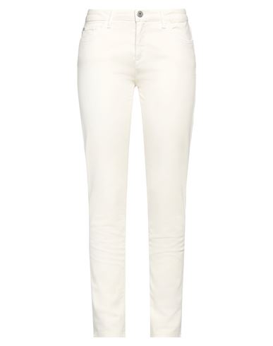 Woman Pants White Size 26 Cotton, Elastane