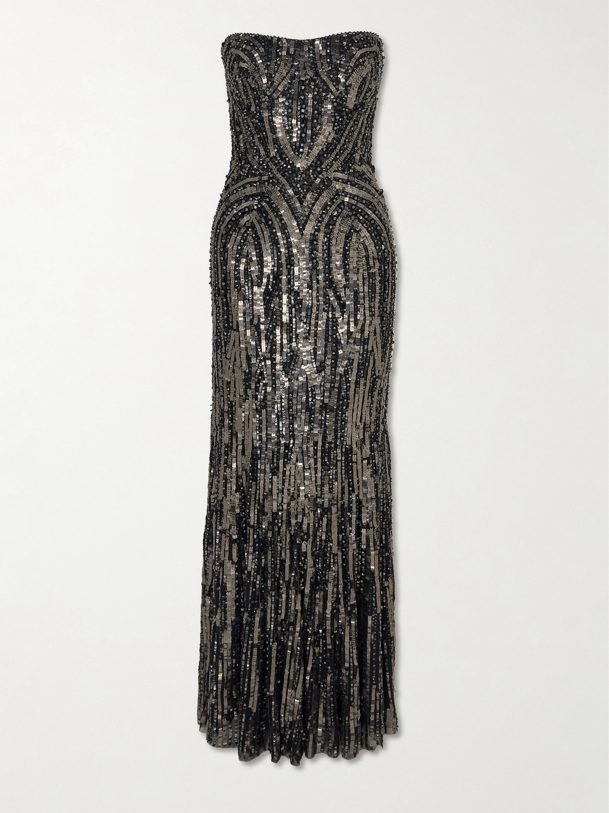 Euphoria Strapless Embellished Tulle Gown - Black