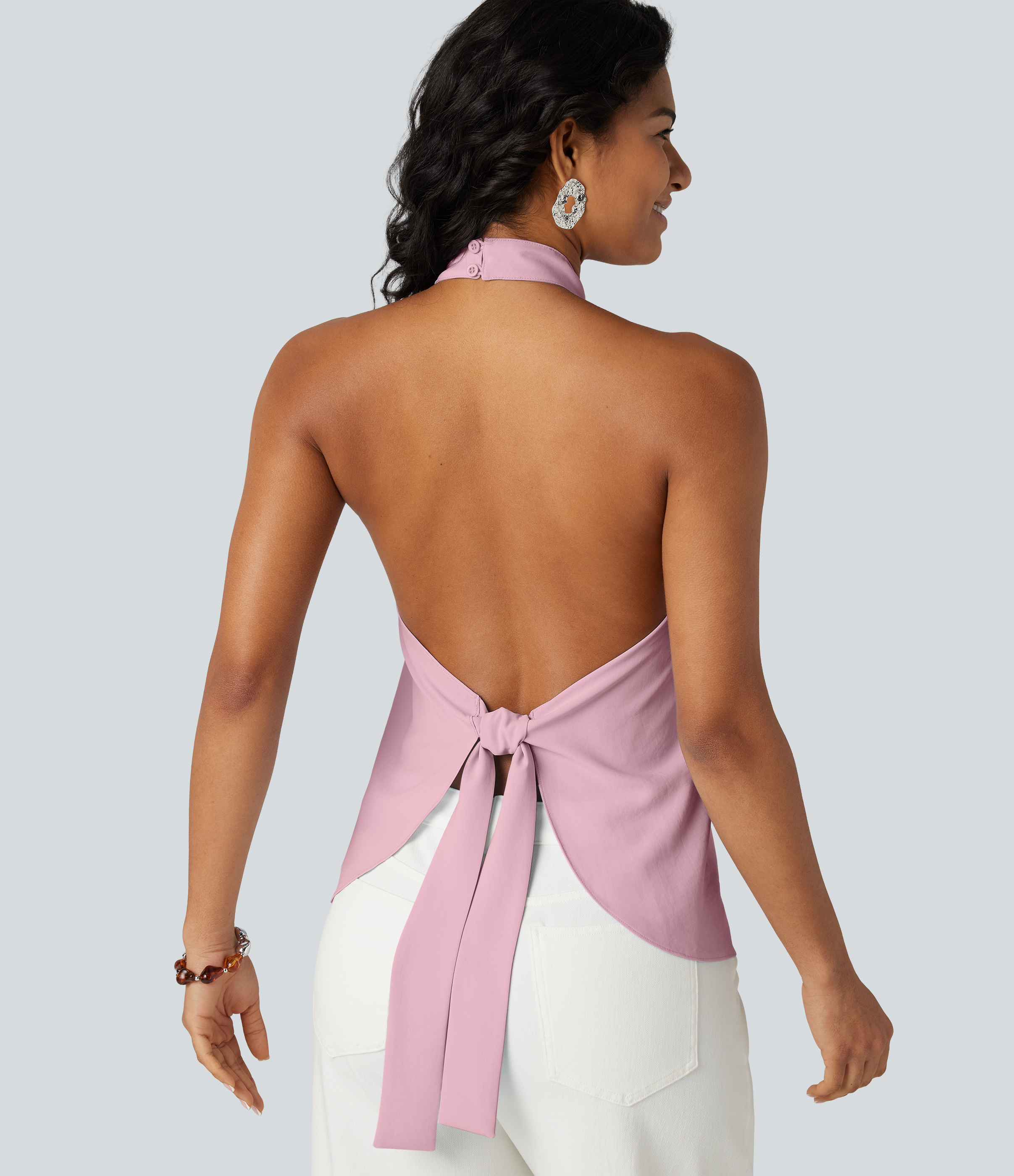 Backless Tie-back Casual Halter Top Tank Top - Tender Touch