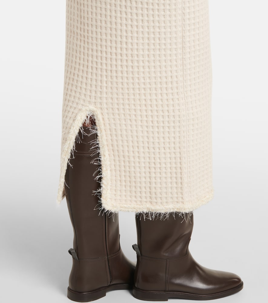 Distressed wool and cashmere pencil skirt