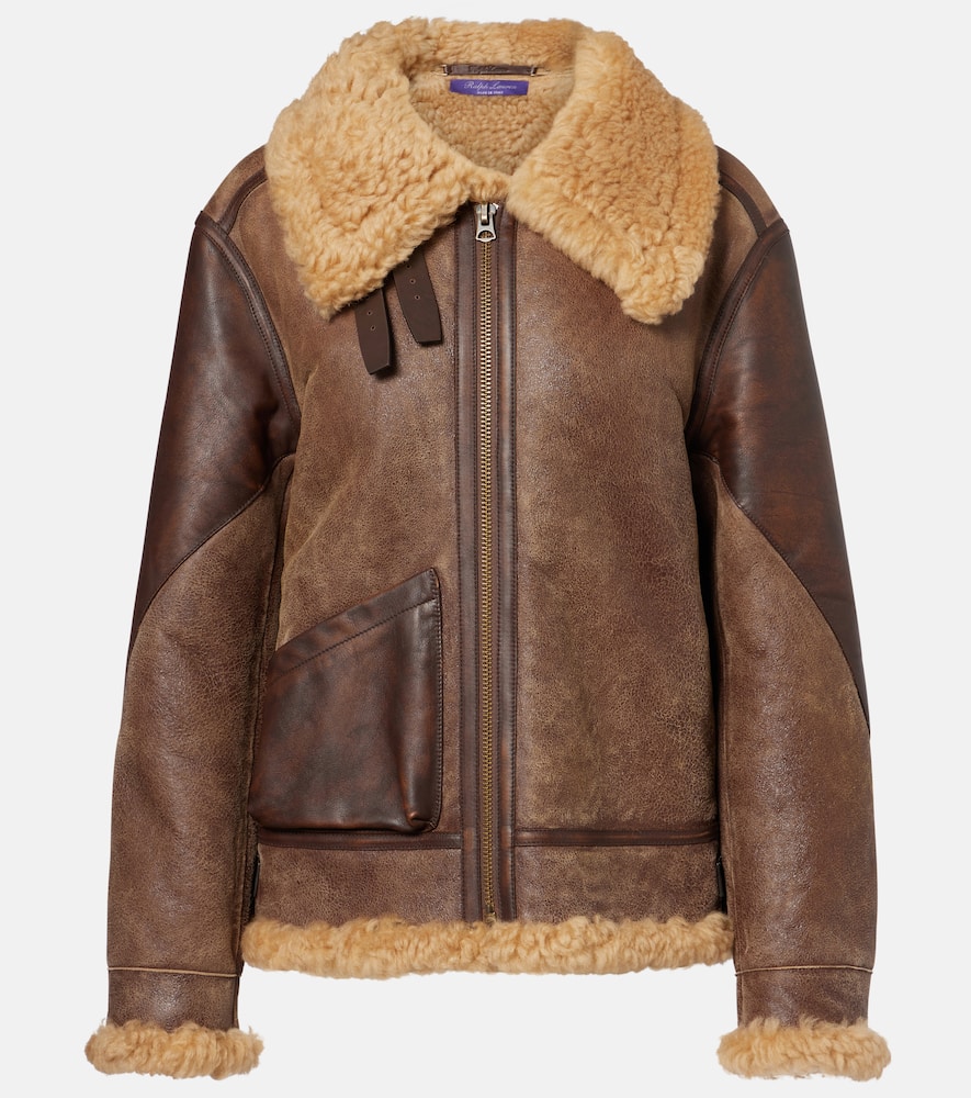 Shearling-trimmed leather jacket