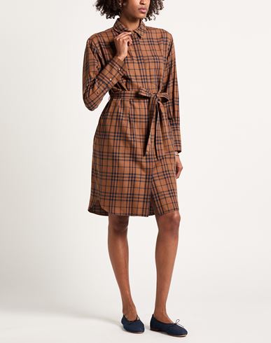Woman Midi dress Brown Size 12 Cotton