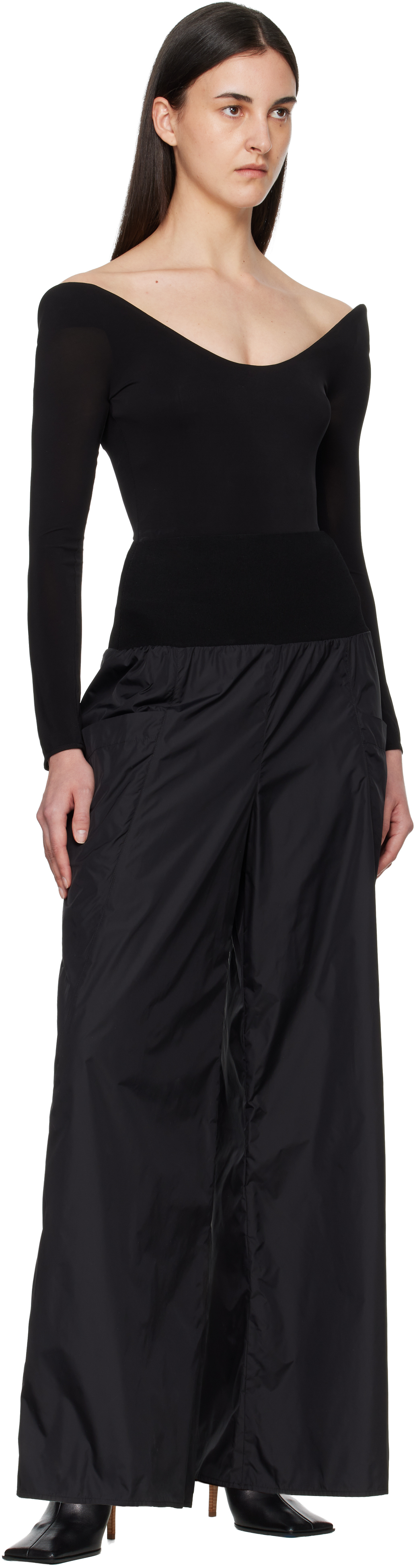 Black Nylon Track Pants