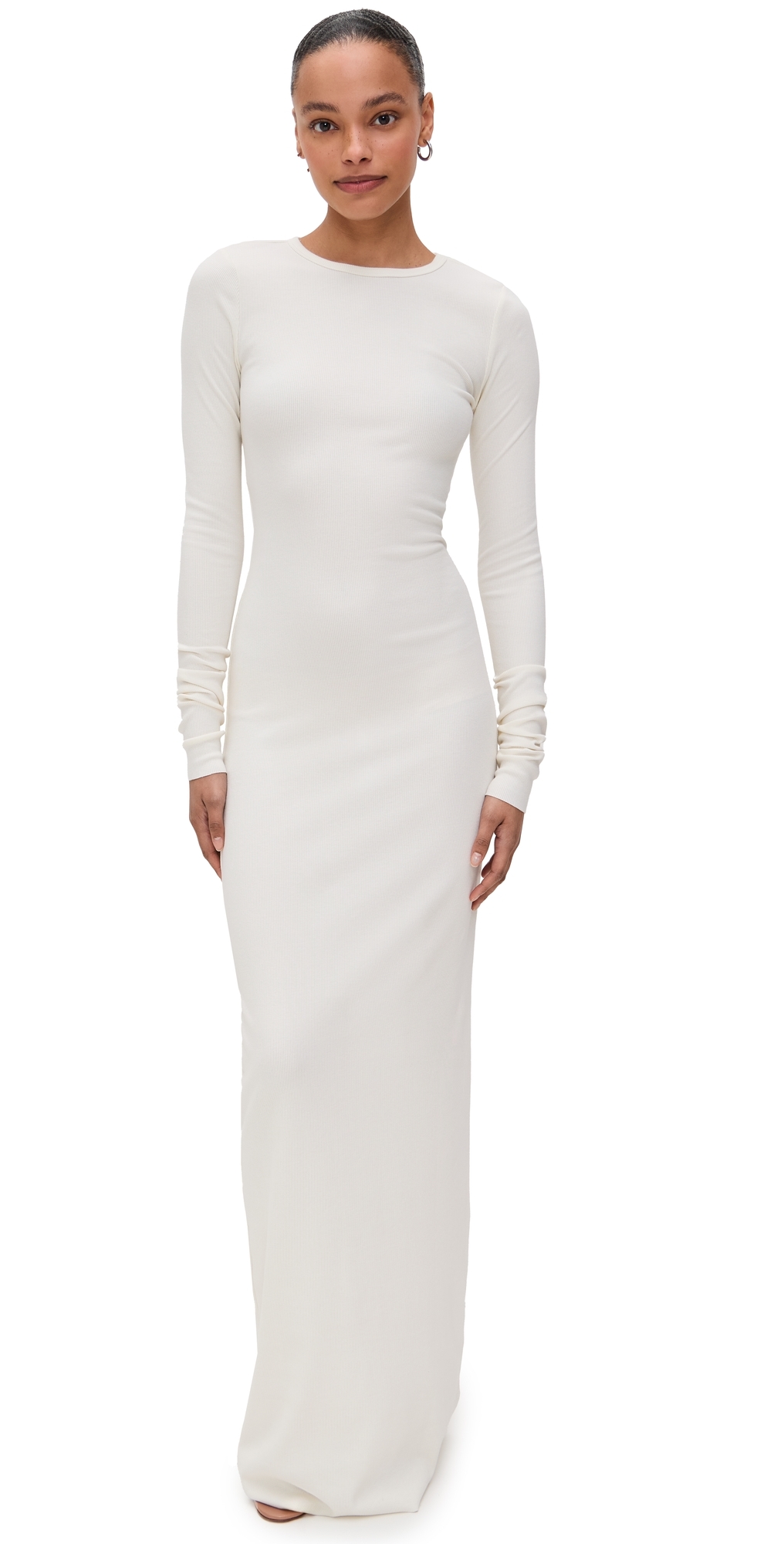 Eterne Long Sleeve Crew Neck Maxi Dress Cream