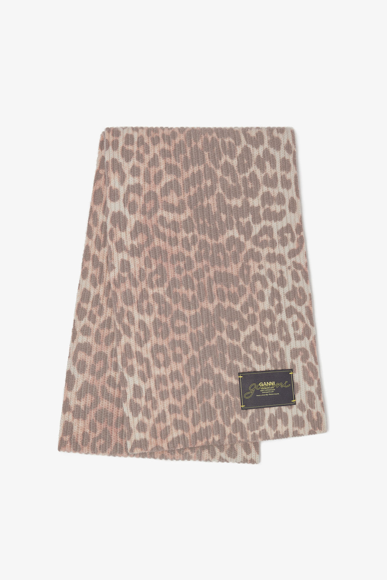 Mixed Leopard Wool Knit Scarf Recycled Polyamide