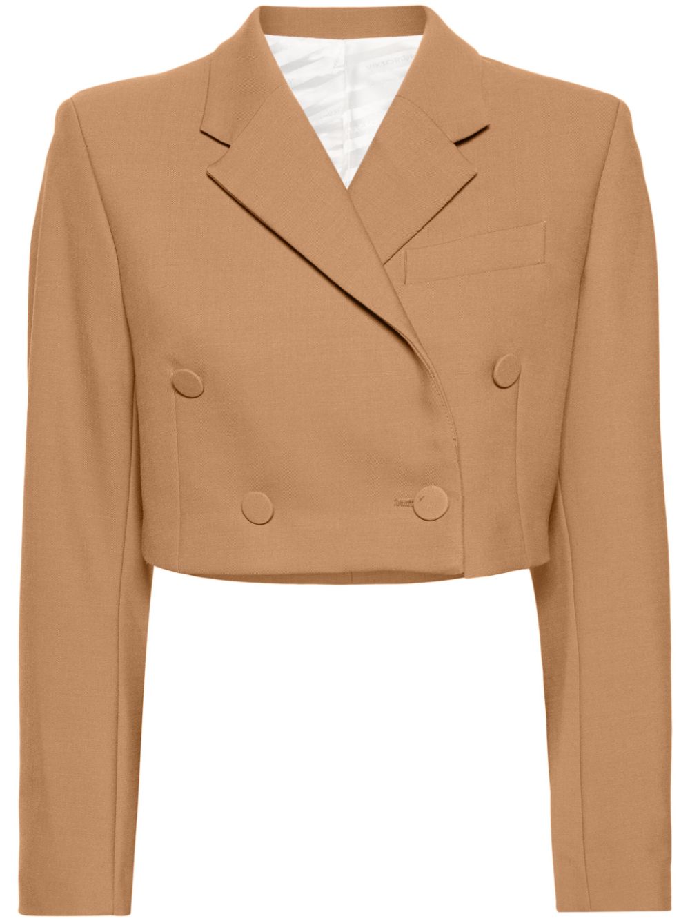 Double-breasted cropped blazer - Brown