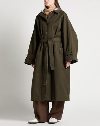 Rabanne Woman Coat Military green Size 6 Cotton