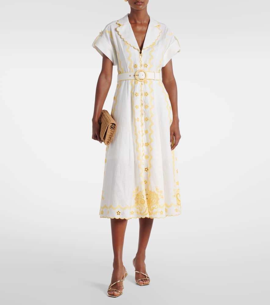 Lucky embroidered linen midi dress