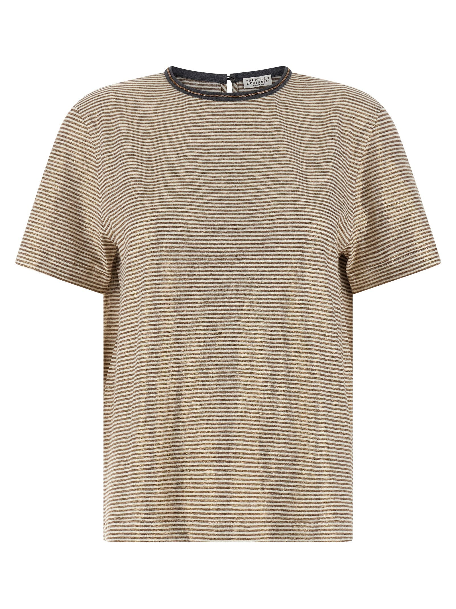 Shiny Collar Detail T-shirt