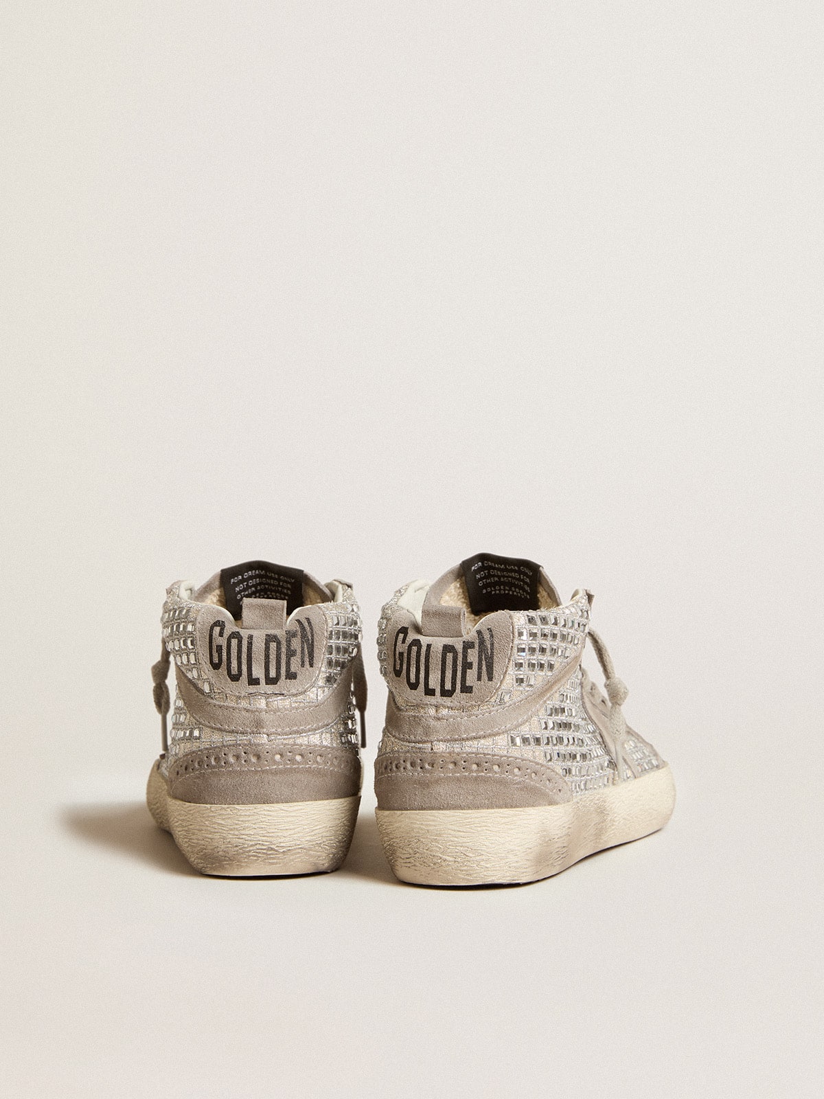 Golden Goose - Mid Star In Silver Suede With Swarovski Crystals And Suede Star, Woman