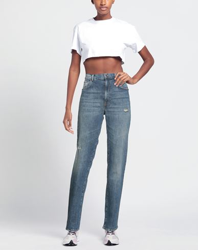 Woman Jeans Blue Size 26 Cotton, Elastane