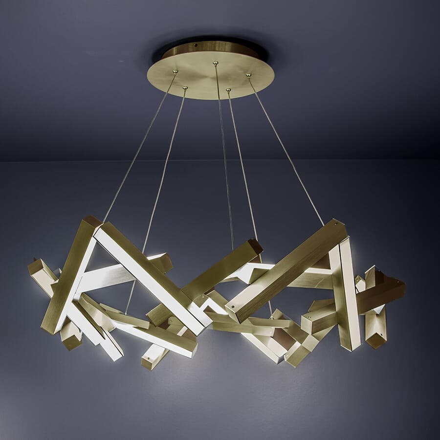 Modern Forms Chaos 21-Light Chandelier 34" in Aged Bra