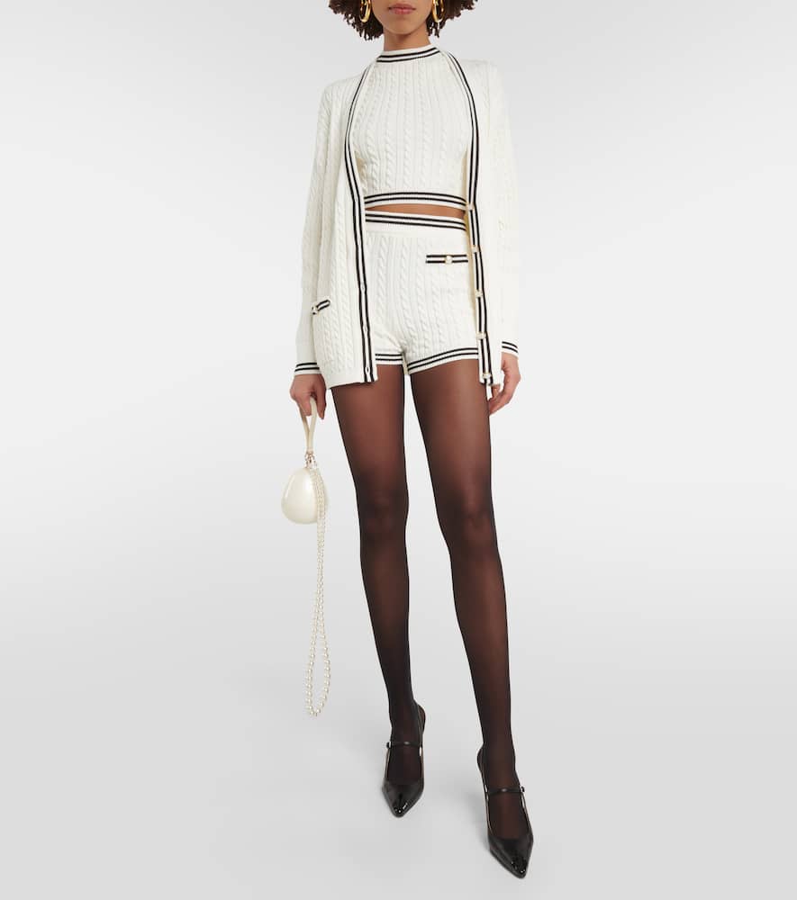 Striped cable-knit cotton shorts