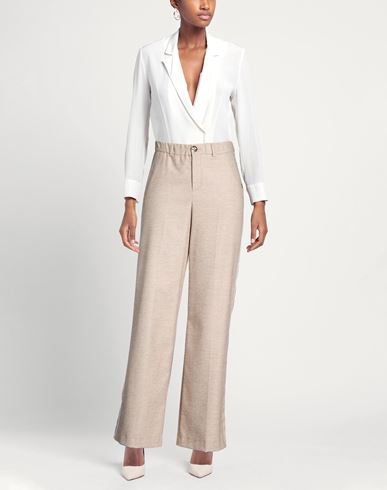 Woman Pants Beige Size 18 Polyester, Viscose, Elastane
