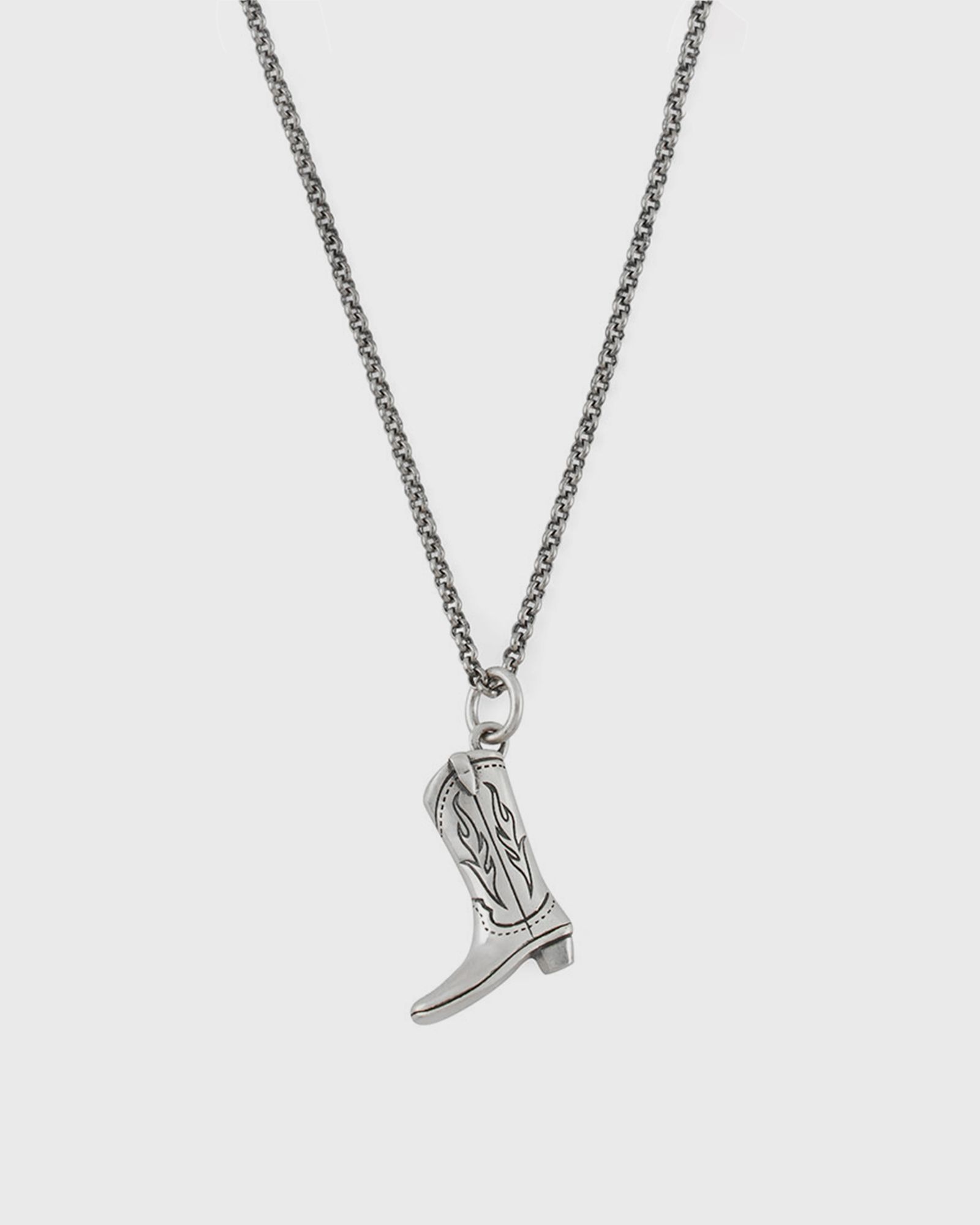 Silver Cowboy Boot Necklace silver male Jewellery now available at BSTN