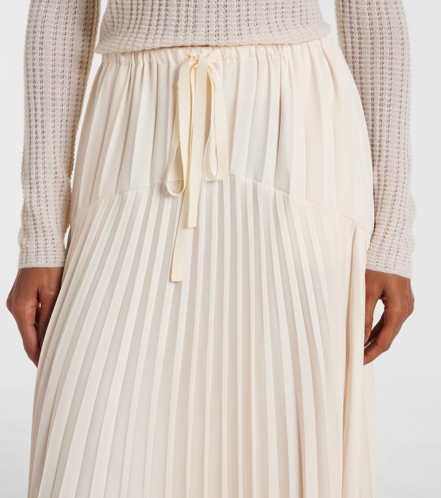 Plissé tiered midi skirt