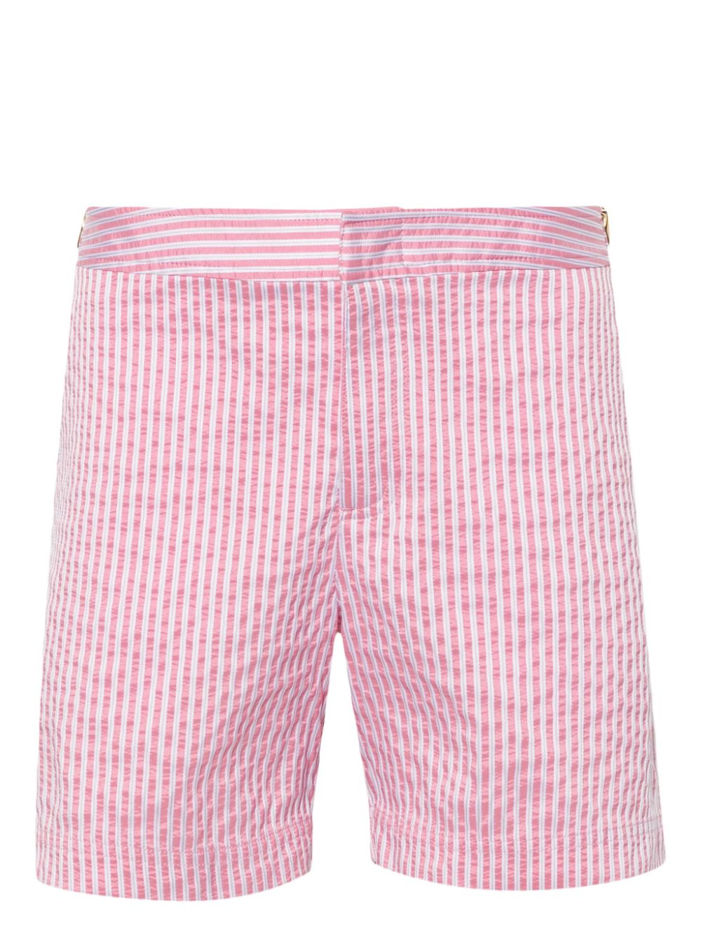 Bulldog striped-jacquard swim shorts - White