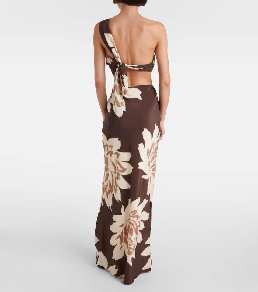 Floral silk satin maxi skirt